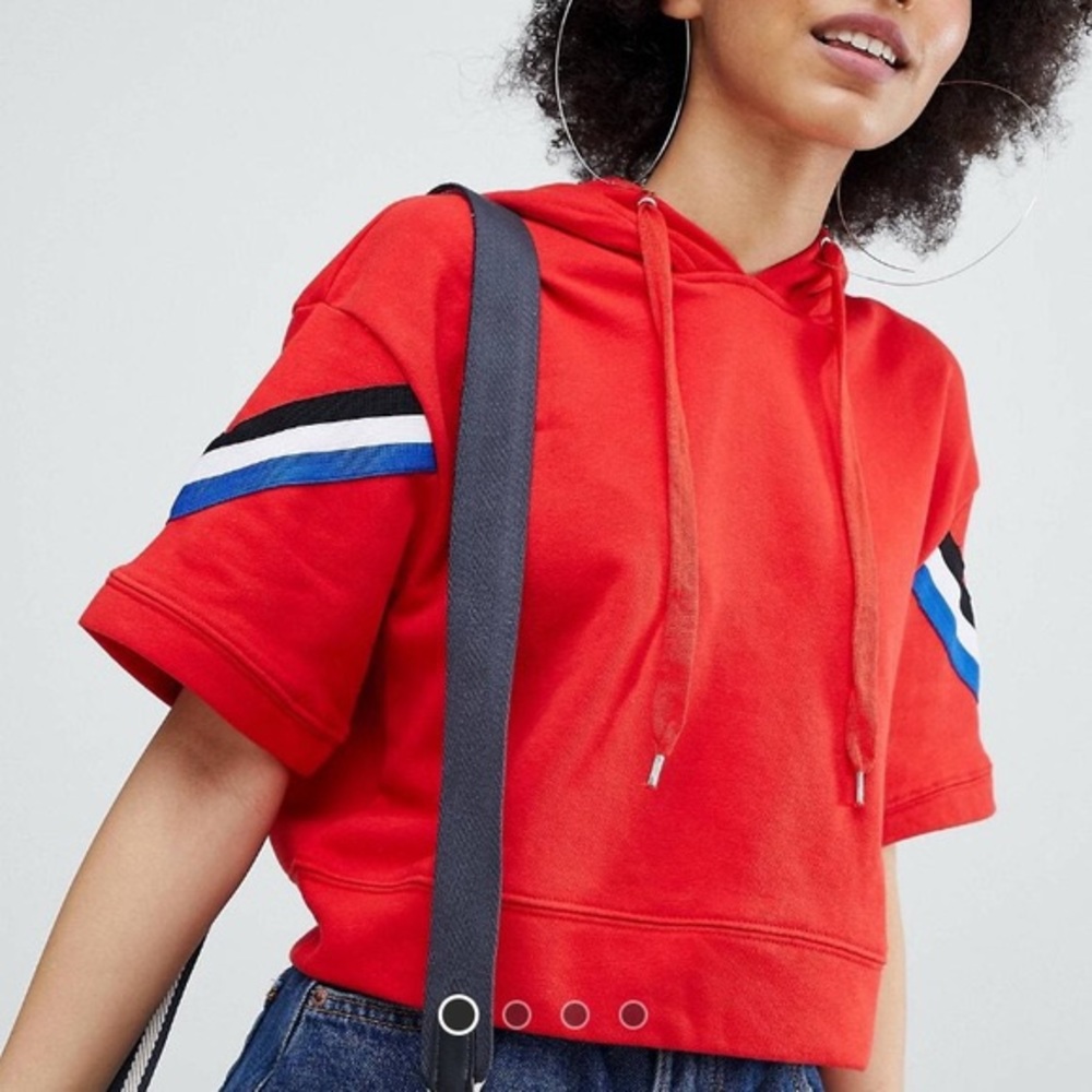 Bershka Color Block Short Sleeve Hoodie